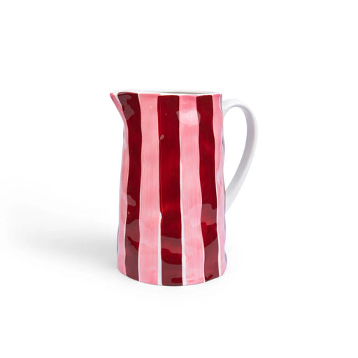 Noss & Co Medium Jug - Burgundy & Pink Stripe