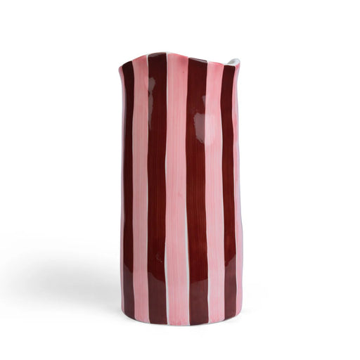 Noss & Co Large Vase - Burgundy Pink Stripe