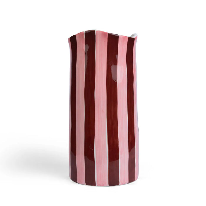 Noss & Co Large Vase - Burgundy Pink Stripe