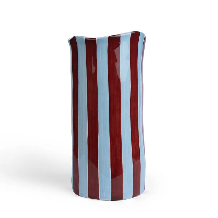 Noss & Co Large Vase - Burgundy Blue Stripe