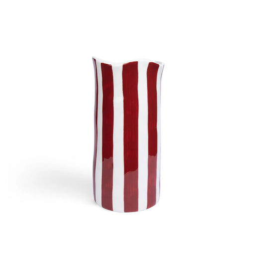 Noss & Co Large Vase - Burgundy Stripe