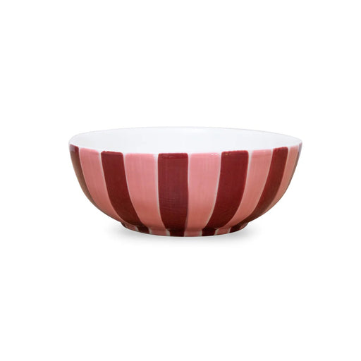 Noss & Co Medium Bowl - Pink & Burgundy Stripe