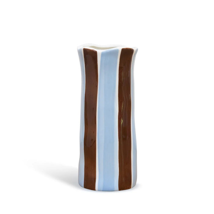 Noss & Co Vase Small - Cornflower Blue & Brown Stripe
