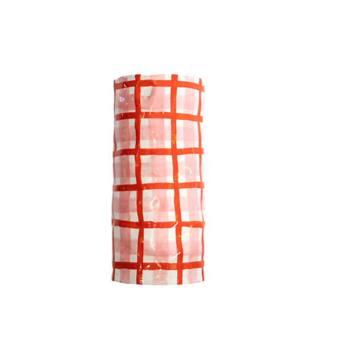 Noss & Co Medium Vase - Pink & Red Gingham