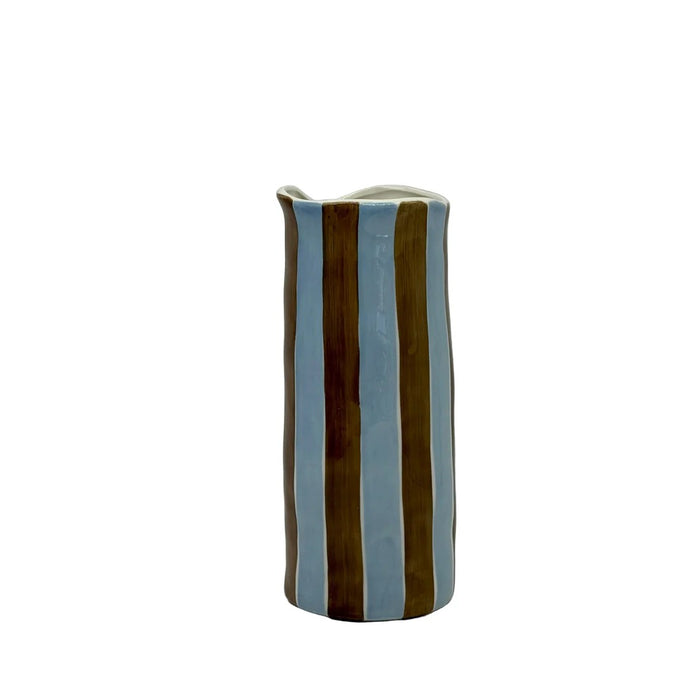 Noss & Co Medium Vase - Cornflower Blue & Brown Stripe