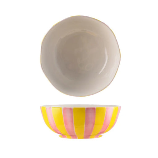 Noss & Co Medium Bowl - Pink & Yellow Stripe