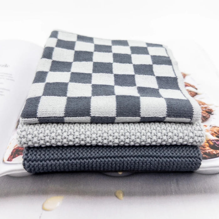 ecovask Dishcloth Variety 3pk - Graphite Lunar Chequer