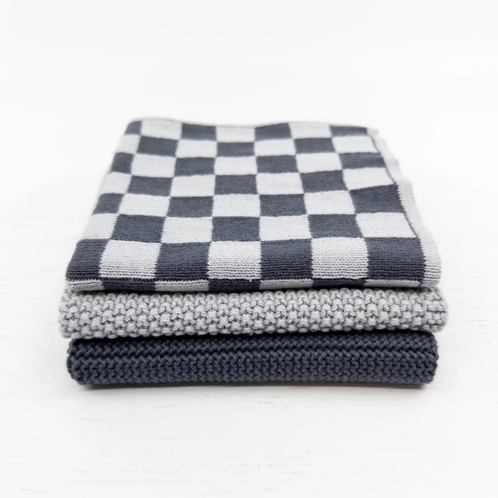 ecovask Dishcloth Variety 3pk - Graphite Lunar Chequer