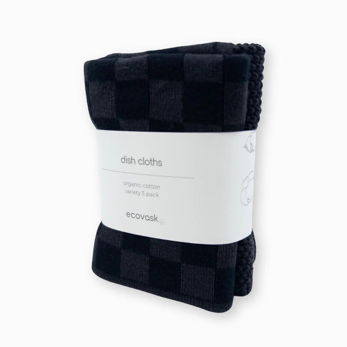 ecovask Dishcloth Variety 3pk - Poppy Seed Chequer