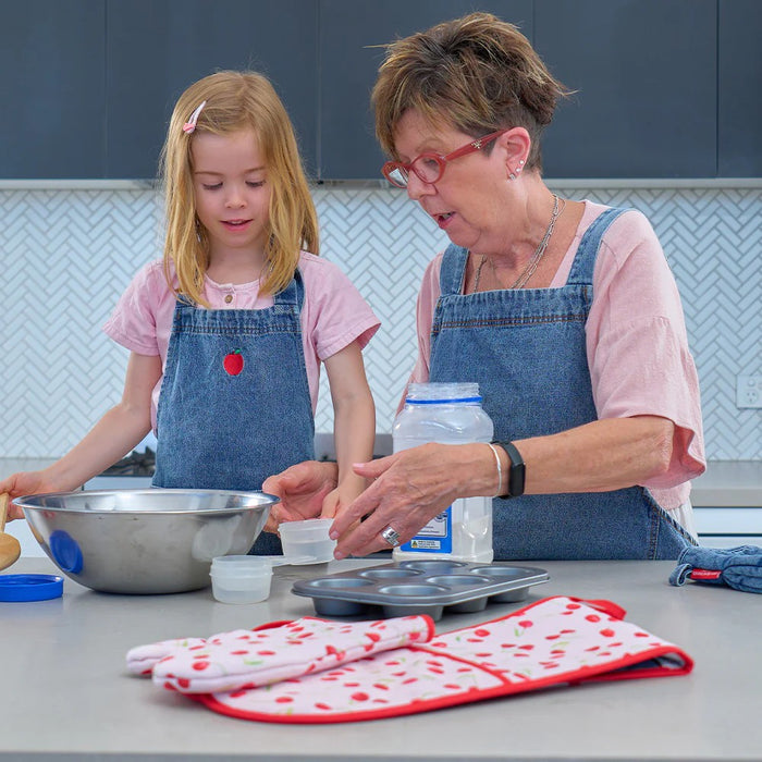 Apron Adult - Denim Apple Embroidery 