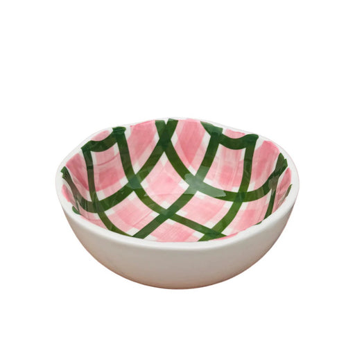 Noss & Co Medium Bowl - Dark Green & Pink Gingham