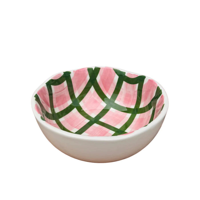 Noss & Co Medium Bowl - Dark Green & Pink Gingham