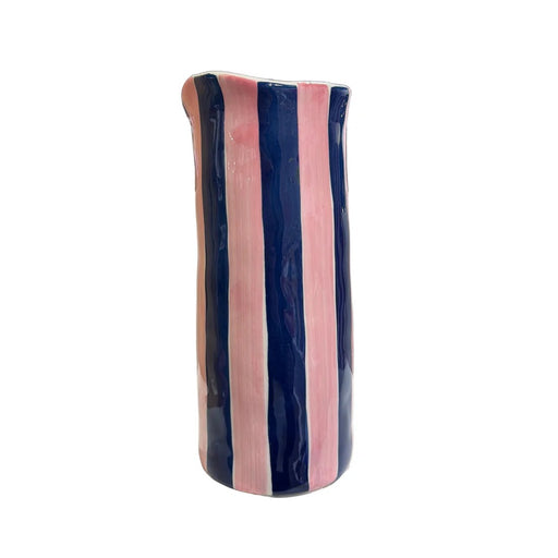 Noss & Co Medium Vase - Navy & Pink Stripe
