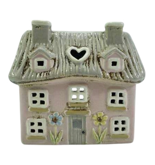 Cottage Tealight - Pink Thatched Cottage