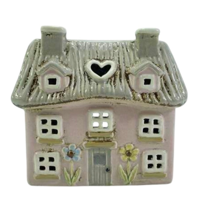 Cottage Tealight - Pink Thatched Cottage