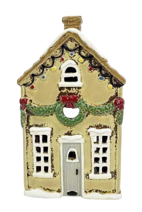 Cottage Tealight - Xmas House Yellow