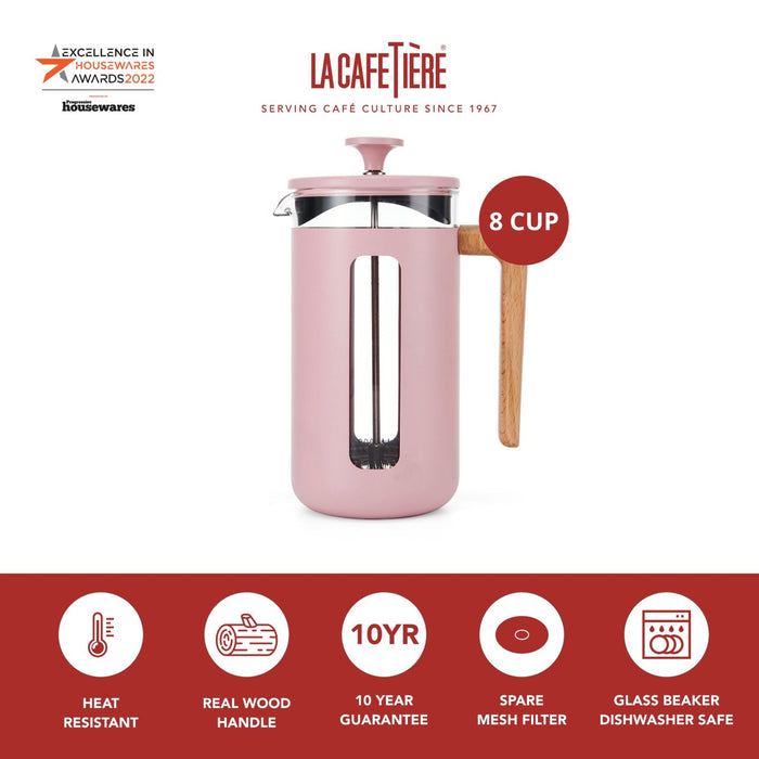 La Cafetiere Pisa Wood Handle 8 Cup - Pink