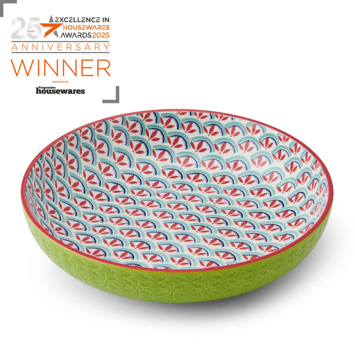 Mikasa Coupe Bowl 21cm - Green Blue Geometric