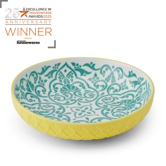 Mikasa Coupe Bowl 21cm - Yellow Blue Geometric
