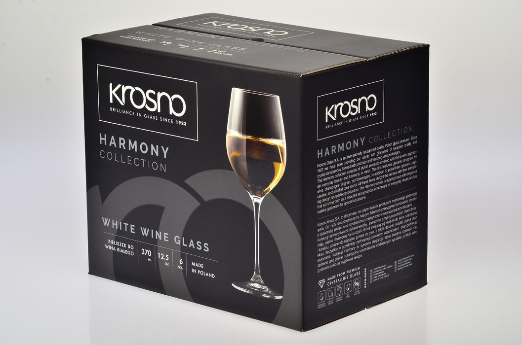 Krosno Harmony Wine Glass 370ML 6pc Gift Boxed