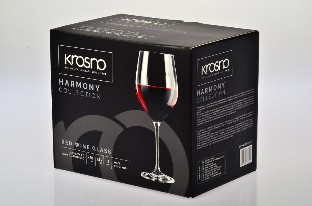 Krosno Harmony Wine Glass 450ML 6pc Gift Boxed