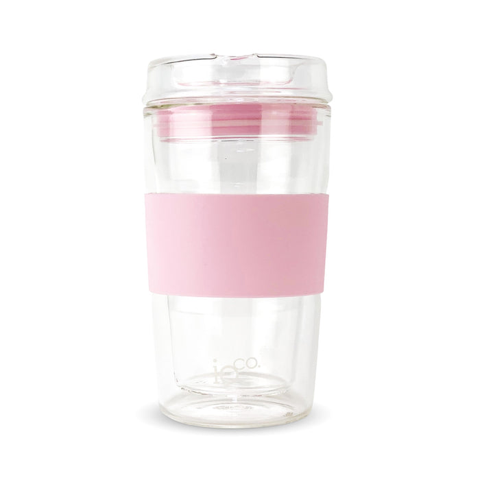 Ioco Glass Travel Mug 12oz - Marshmallow Pink
