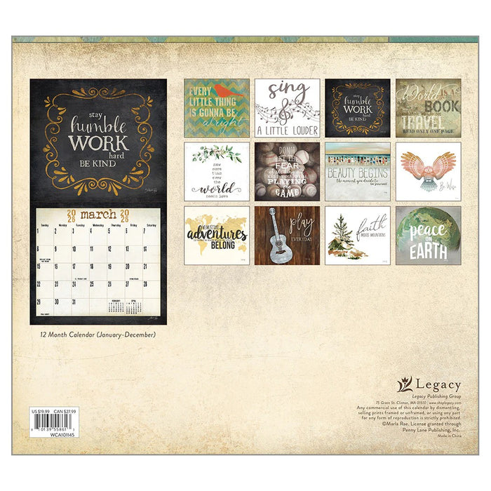 2026 Legacy Calendar Words to Live By by Marla Rae