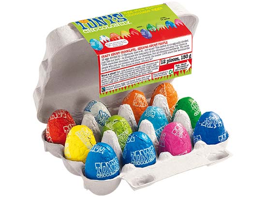 Tony's Chocolonely 150g - Easter Egg Carton 12 Assorted Eggs 