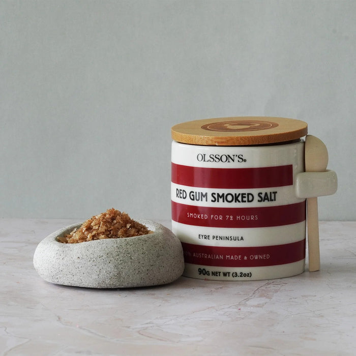 Olssons Red Gum Smoked Salt Flakes 90g Stoneware Jar