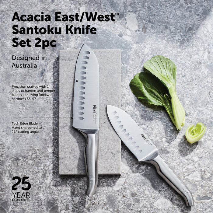 Furi Pro Acacia 2 Piece East/West Santoku Set 