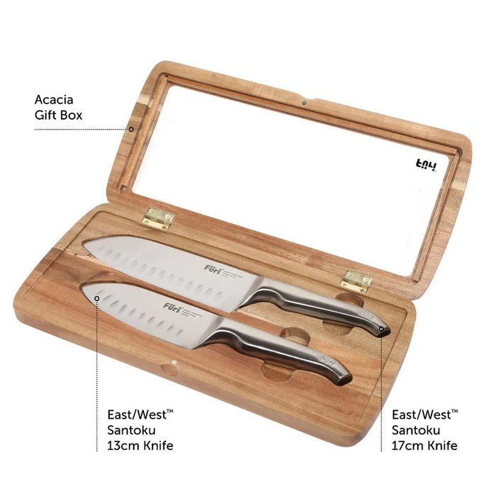 Furi Pro Acacia 2 Piece East/West Santoku Set 