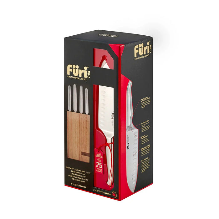 Furi Pro Wood Knife Block Set 5 Piece