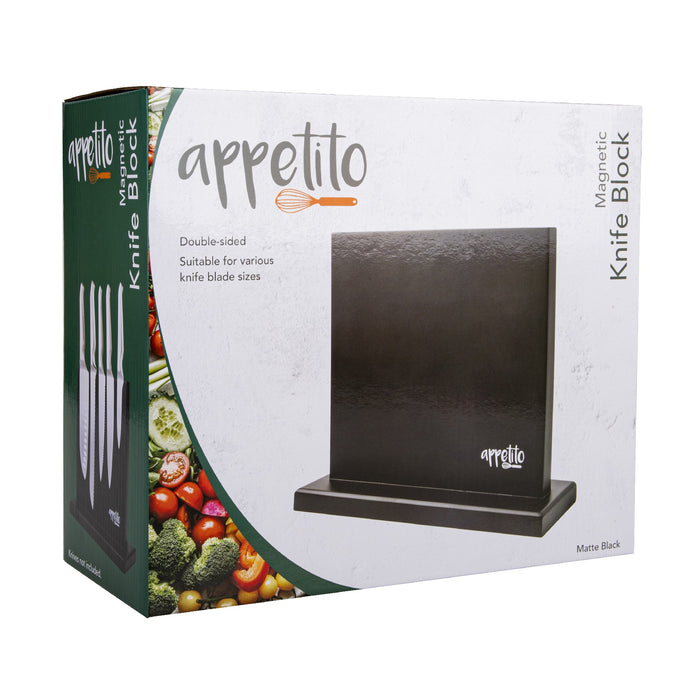 Appetito Double Sided Magnetic Knife Block - Matte Black