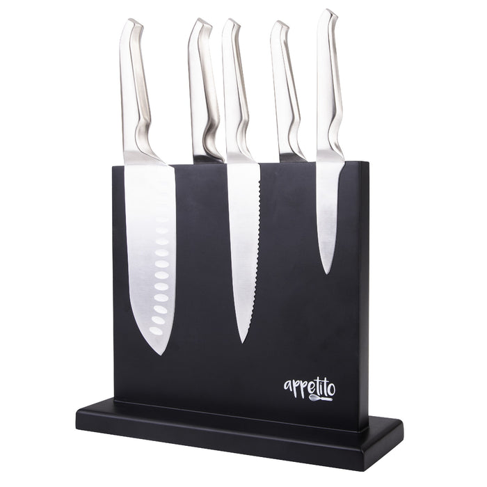 Appetito Double Sided Magnetic Knife Block - Matte Black