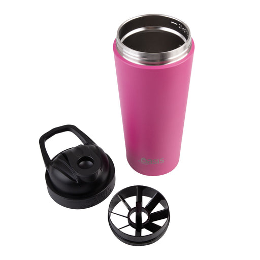 Oasis 700ml Stainless Steel Protein Shaker in Fuchsia | Kitchen Antics