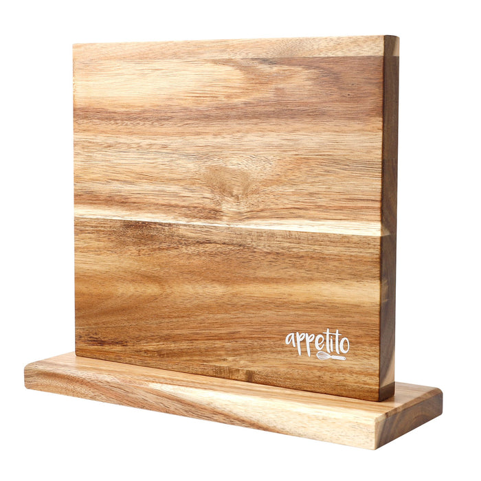 Appetito Double Sided Magnetic Knife Block - Acacia Wood