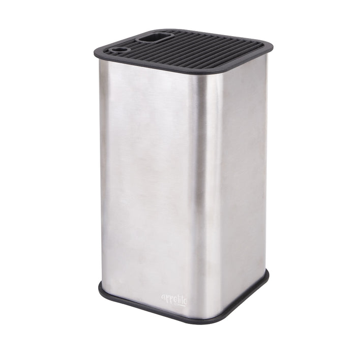 Appetito Square Universal Knife Block - Stainless Steel
