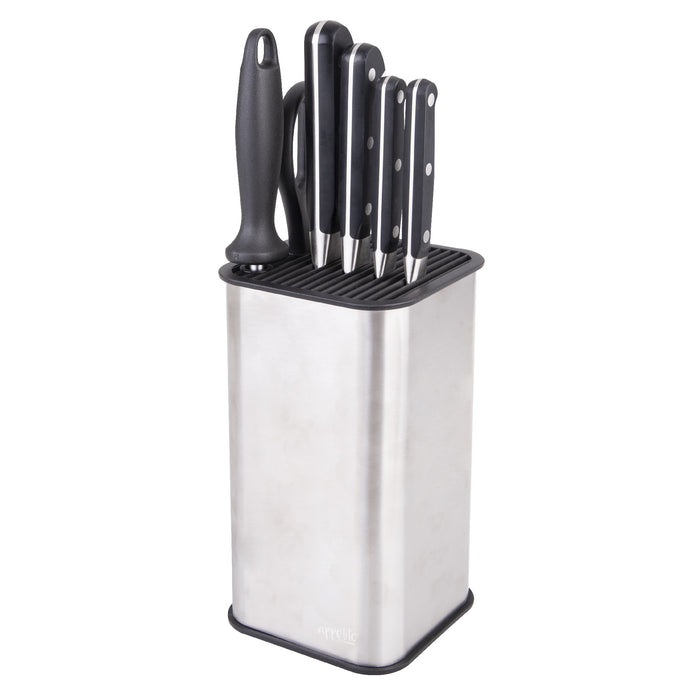 Appetito Square Universal Knife Block - Stainless Steel