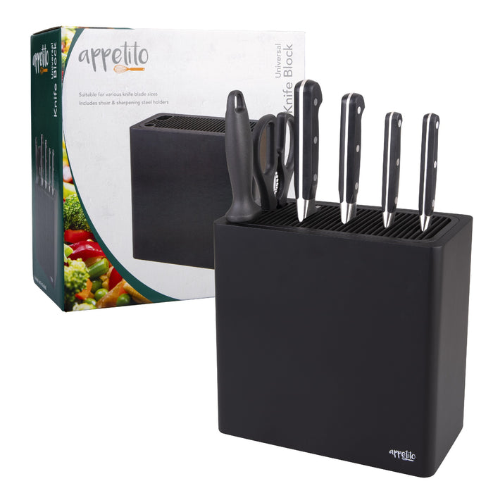 Appetito Rectangle Universal Knife Block - Matte Black