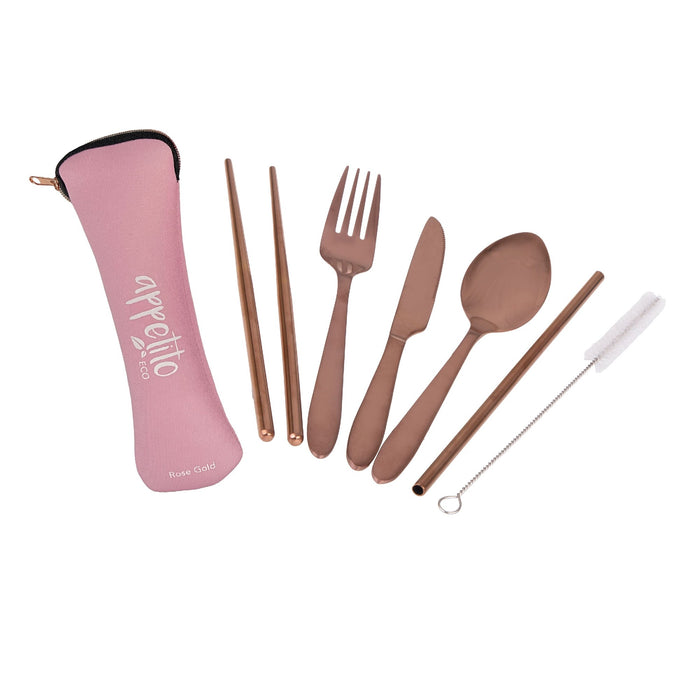 Appetito S/S Traveller'sCutlery Set - 6 Piece - Pale Pink/Rose Gold