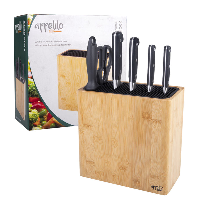 Appetito Rectangle Universal Knife Block - Bamboo