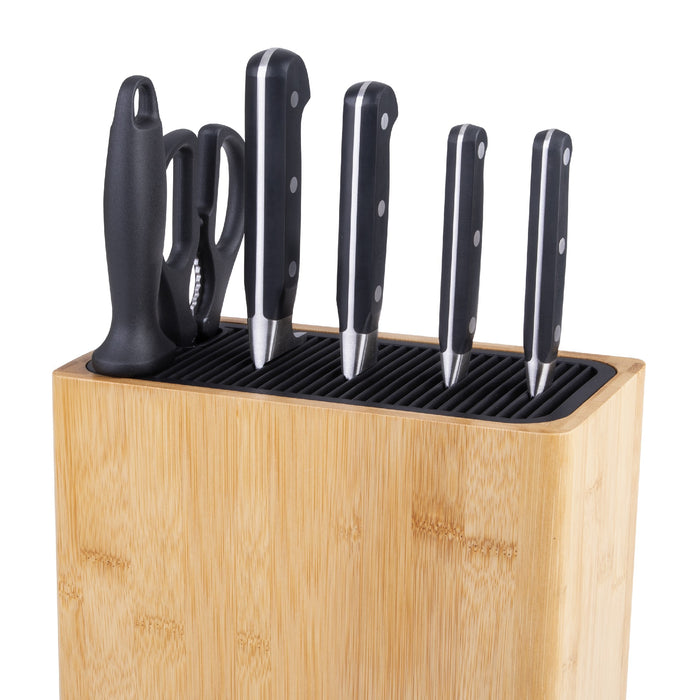 Appetito Rectangle Universal Knife Block - Bamboo