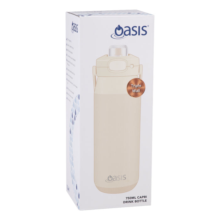 Oasis Ceramic Lined 'Capri' Drink Bottle 750ml - Alabaster
