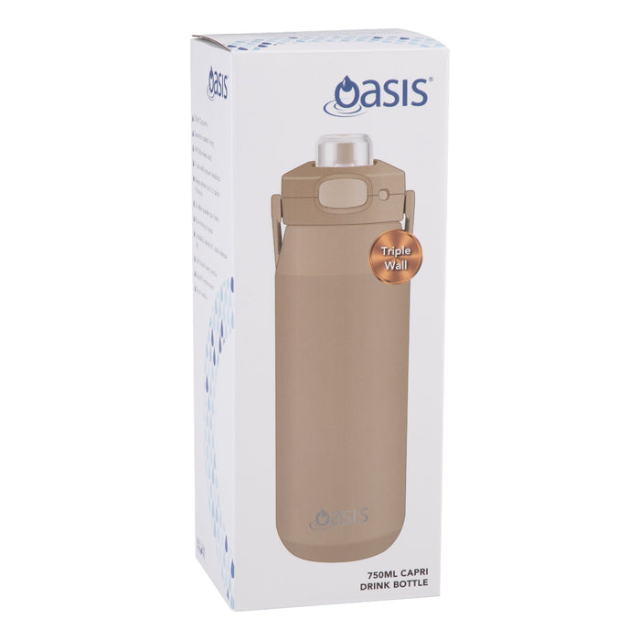 Oasis Ceramic Lined 'Capri' Drink Bottle 750ml - Latte