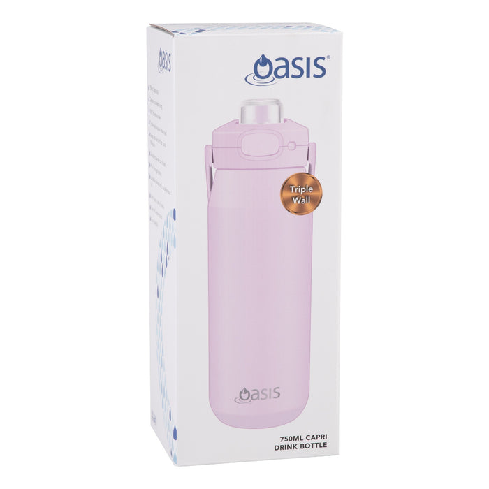 Oasis Ceramic Lined 'Capri' Drink Bottle 750ml - Pink Lemonade