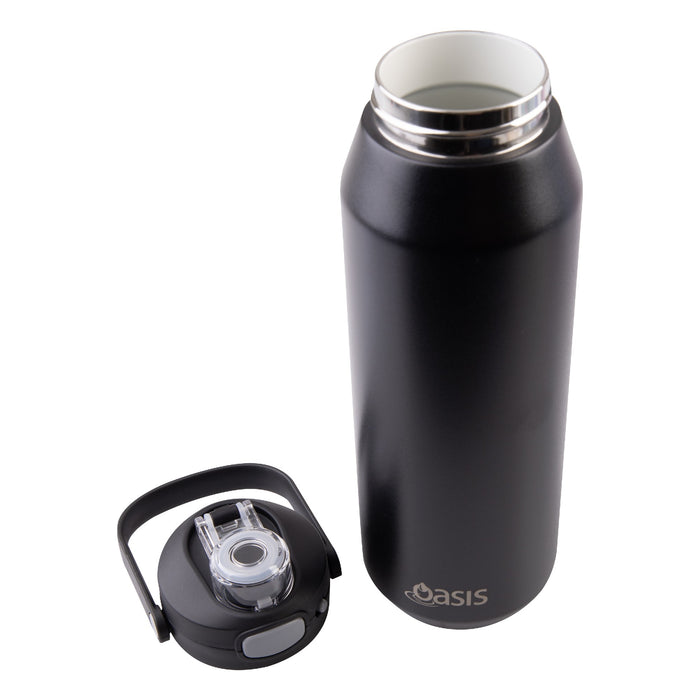 Oasis Ceramic Lined 'Capri' Drink Bottle 1lt - Black