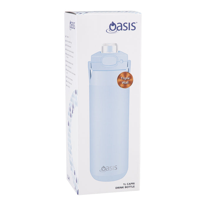 Oasis Ceramic Lined 'Capri' Drink Bottle 1lt - Periwinkle