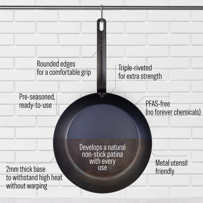 Evolv Pre-Seasoned Carbon Steel Fry Pan 30cm