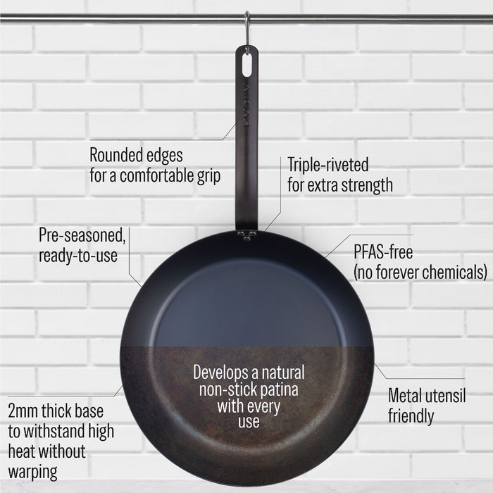 Evolv Pre-Seasoned Carbon Steel Fry Pan 32cm | Online Kitchen Shop