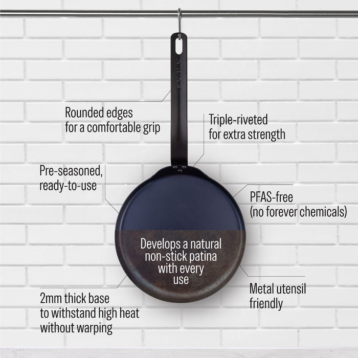Evolv Pre-Seasoned Carbon Steel Crepe Pan 24cm | Online Kitchen Shop